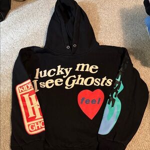 Black Graphic Hoodie with Colorful Prints